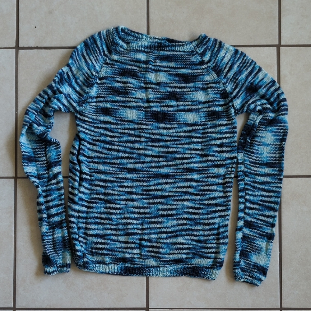 Blue Striped Handknit Women's Sweater